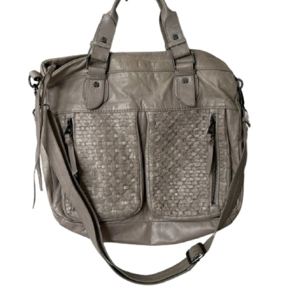 Grey Leather Gunmetal Hardware Satchel/Shoulder Bag by Elliott Lucca